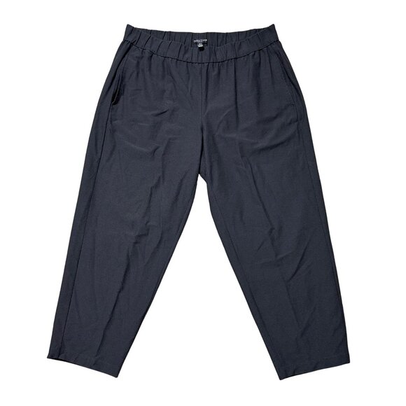 Eileen Fisher Womens Large Petite Black Tapered Pants Elastic Waist Soft Blend - Picture 1 of 10